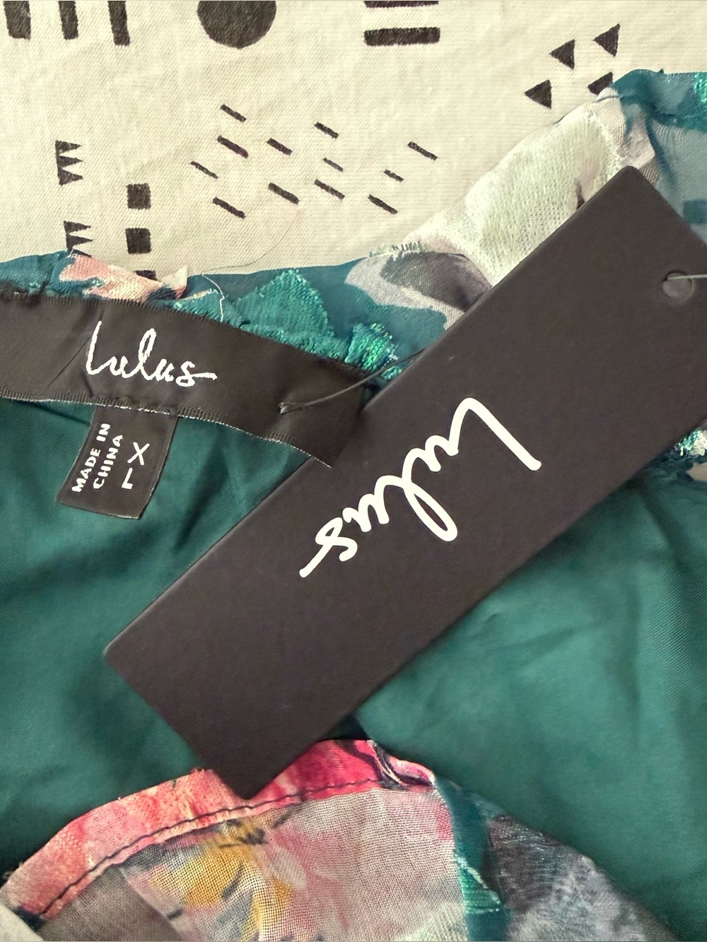 NWT Lulus Shela Teal Floral Jacquard Tiered Midi Dress Size XL - Picture 8 of 8